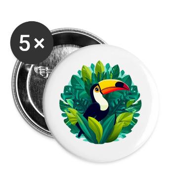 Tukan - Buttons groß 56 mm (5er Pack) - Weiß - Vorne