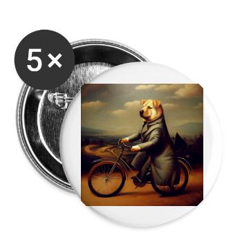 Elegant dog riding a bicycle - Renaissance Still - Buttons large 2.2''/56 mm (5-pack) - white - Front