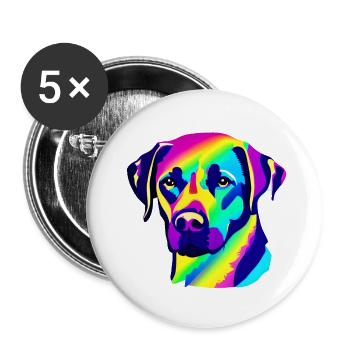Labrador propriétaire chiot Labrador Retriever - Lot de 5 grands badges (56 mm) - blanc - Devant