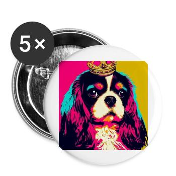 Cavalier King Charles Spaniel Pop Art - Lot de 5 grands badges (56 mm) - blanc - Devant