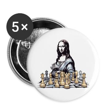 Mona au club d échecs n°2 - Lot de 5 grands badges (56 mm) - blanc - Devant