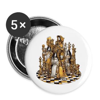 Rois et déesses de l'échiquier - Lot de 5 grands badges (56 mm) - blanc - Devant