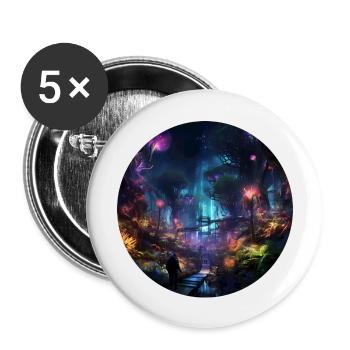 Néons dans la jungle : découvrez la jungle - Lot de 5 grands badges (56 mm) - blanc - Devant
