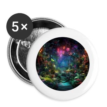 Dynamic Neon Journeys: Le monde de Neon Jungle - Lot de 5 grands badges (56 mm) - blanc - Devant