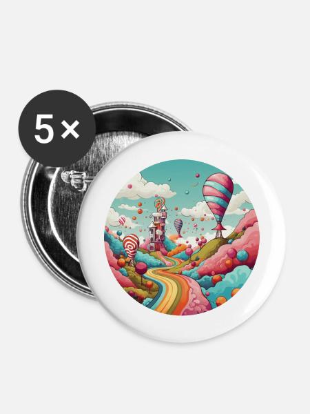 Fantasy Reisen: Einzigartiger Stil - Buttons groß 56 mm (5er Pack) - Weiß