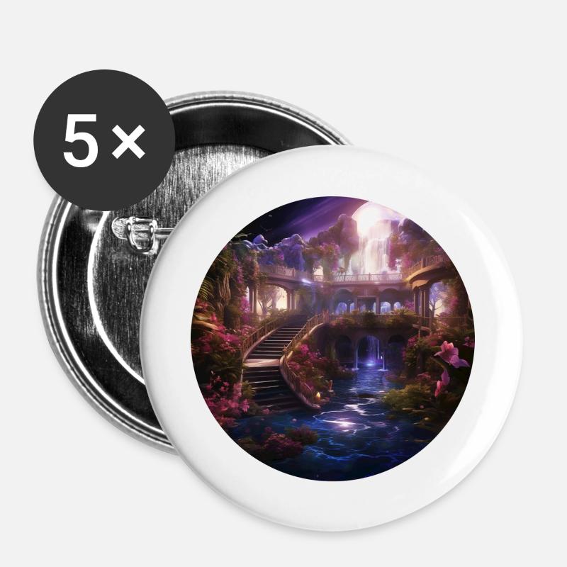 Enchanted Astral Starharbor - Buttons large 2.2''/56 mm (5-pack) - white