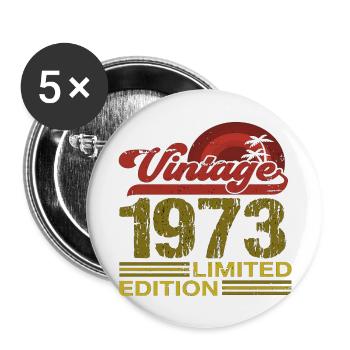 50th Birthday vintage retro Born in 1973 Birthday - Buttons large 2.2''/56 mm (5-pack) - white - Front
