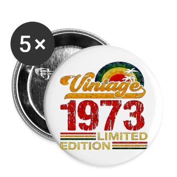 50th Birthday vintage retro Born in 1973 Birthday - Buttons large 2.2''/56 mm (5-pack) - white - Front