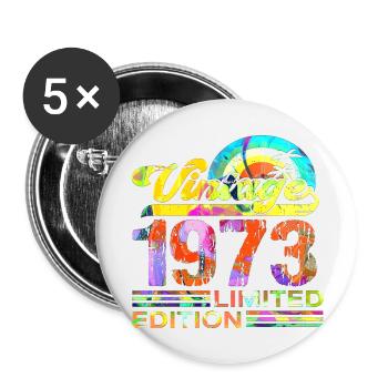 50th Birthday vintage retro Born in 1973 Birthday - Buttons large 2.2''/56 mm (5-pack) - white - Front