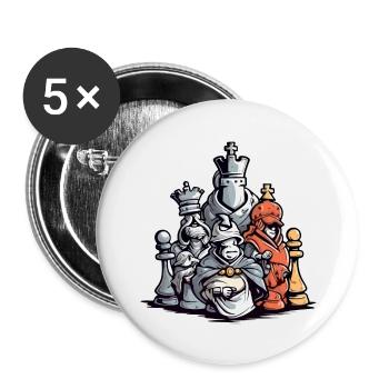 The Chess Shock Team - Buttons large 2.2''/56 mm (5-pack) - white - Front