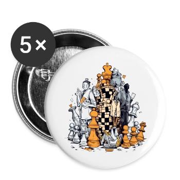 Tour échiquéenne - Lot de 5 grands badges (56 mm) - blanc - Devant