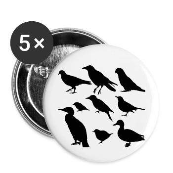 Vögel minimalistisch, Silhouetten - Buttons groß 56 mm (5er Pack) - Weiß - Vorne