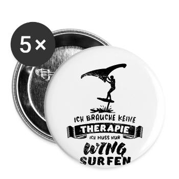 Ich brauche keine Therapie nur Wing Surfen - Buttons groß 56 mm (5er Pack) - Weiß - Vorne