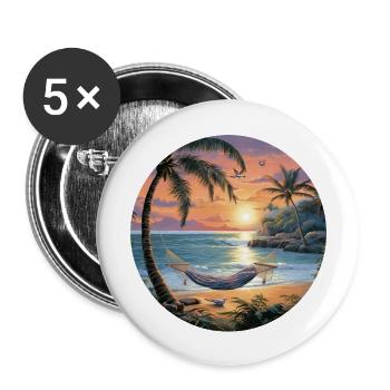 Flucht zur Küstenstille: Meeresblick im Sommer - Buttons groß 56 mm (5er Pack) - Weiß - Vorne