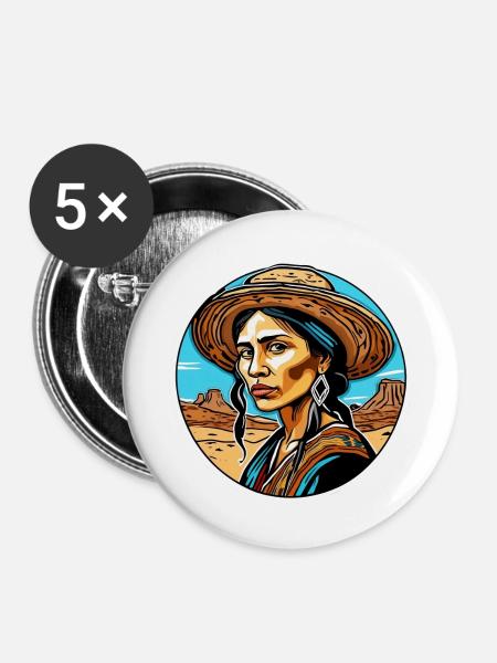 Mujer en el desierto - Buttons groß 56 mm (5er Pack) - Weiß