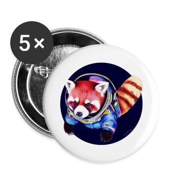 Weltraum-Panda - Buttons groß 56 mm (5er Pack) - Weiß - Vorne