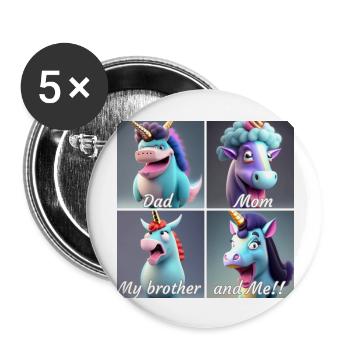 unicorn family - Lot de 5 grands badges (56 mm) - blanc - Devant