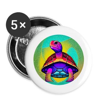 Schildkröte - Buttons groß 56 mm (5er Pack) - Weiß - Vorne
