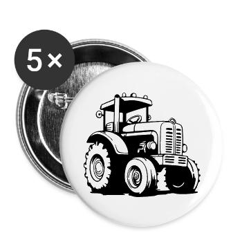 Tracteur - Lot de 5 grands badges (56 mm) - blanc - Devant