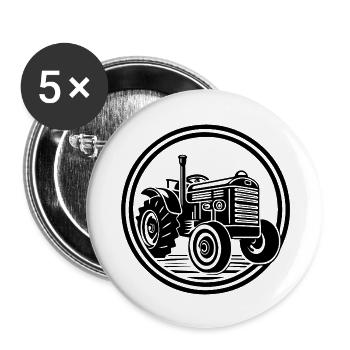 Tracteur - Lot de 5 grands badges (56 mm) - blanc - Devant