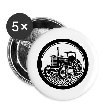 Tracteur - Lot de 5 grands badges (56 mm) - blanc - Devant