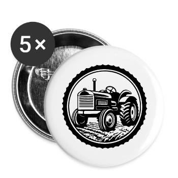 Traktor - Buttons groß 56 mm (5er Pack) - Weiß - Vorne