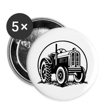 Tracteur - Lot de 5 grands badges (56 mm) - blanc - Devant