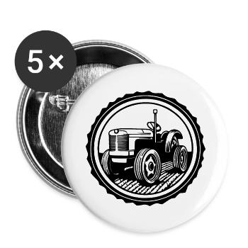 Tracteur - Lot de 5 grands badges (56 mm) - blanc - Devant