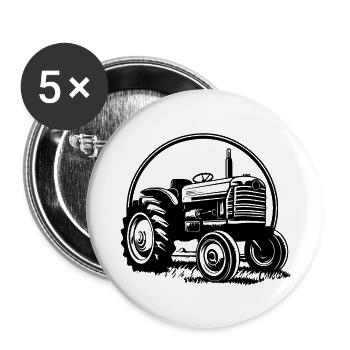 Traktor - Buttons groß 56 mm (5er Pack) - Weiß - Vorne