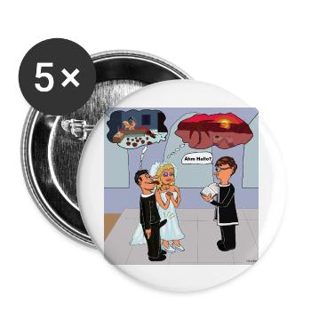 Hochzeit - Buttons groß 56 mm (5er Pack) - Weiß - Vorne