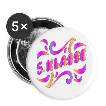 5. Klasse - SCHULWECHSEL - Buttons groß 56 mm (5er Pack) - Weiß - Vorne