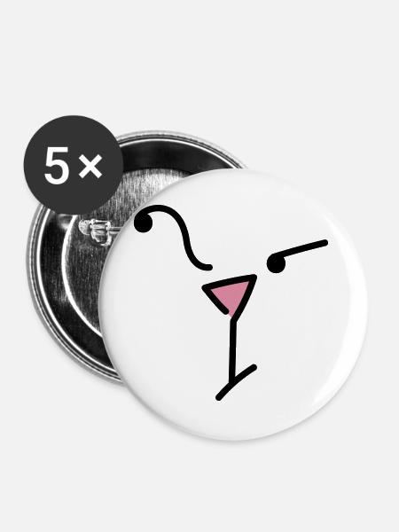 Catface, Fragender Blick - Buttons groß 56 mm (5er Pack) - Weiß