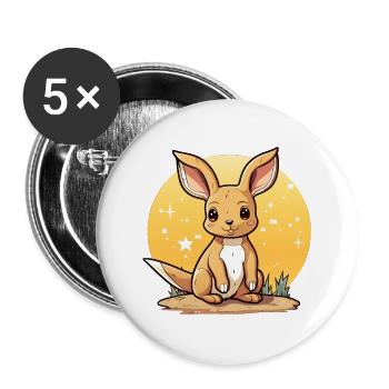 Kangaroo Kawaii - Buttons large 2.2''/56 mm (5-pack) - white - Front