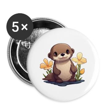 Loutre - Lot de 5 grands badges (56 mm) - blanc - Devant