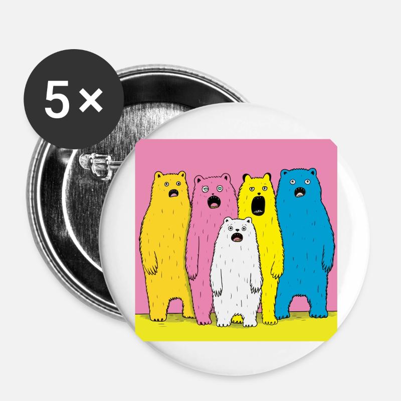 Quirky Bear Choir - Buttons large 2.2''/56 mm (5-pack) - white