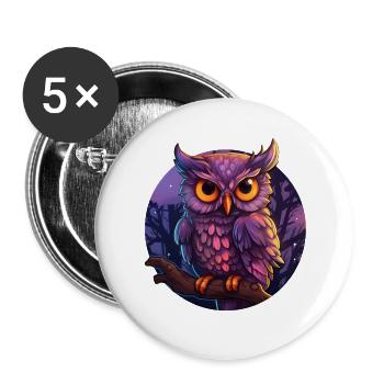Eule mystisch - Buttons groß 56 mm (5er Pack) - Weiß - Vorne