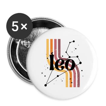 Leo retro horoscope - Buttons large 2.2''/56 mm (5-pack) - white - Front