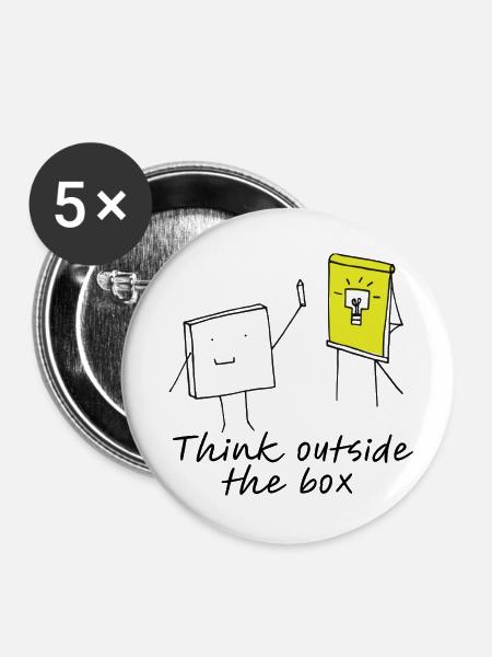 Think outside the box - Buttons groß 56 mm (5er Pack) - Weiß
