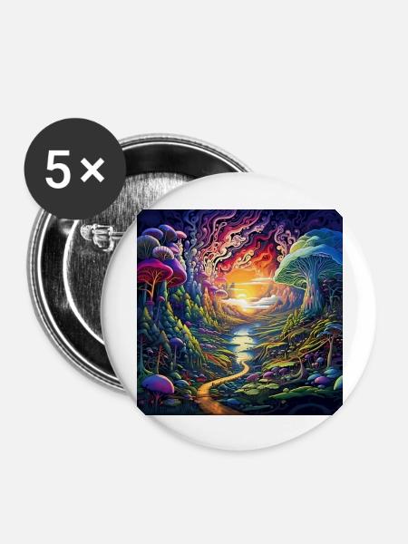 trippy Landschaft - Buttons groß 56 mm (5er Pack) - Weiß