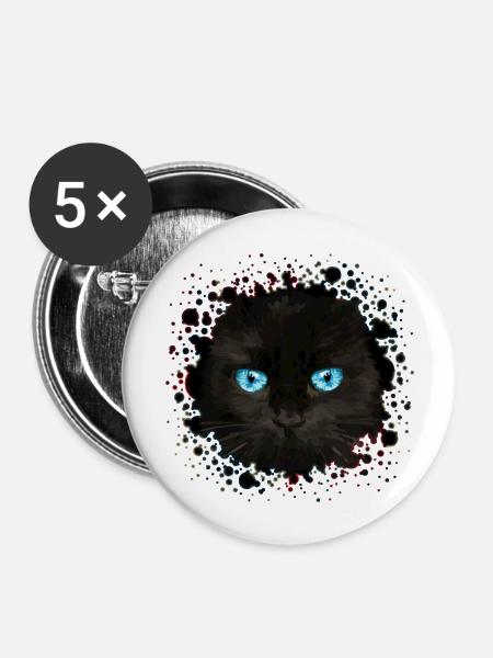 Katze - Buttons groß 56 mm (5er Pack) - Weiß
