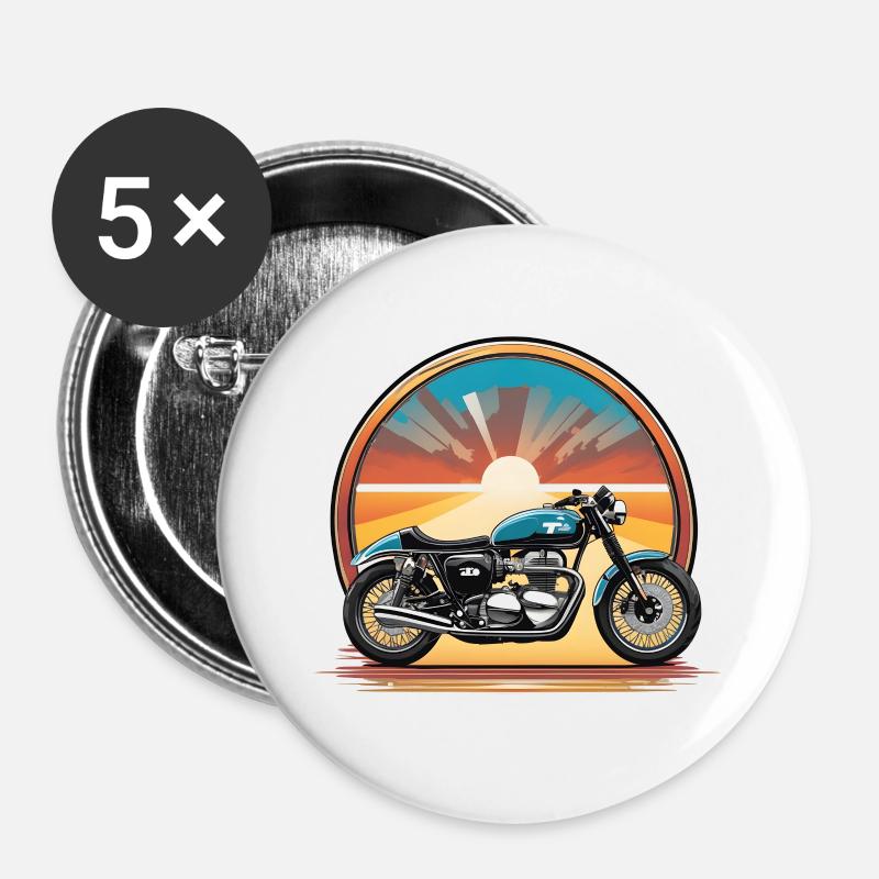 Retro Reverie: Iconic Motorcycle - Buttons large 2.2''/56 mm (5-pack) - white