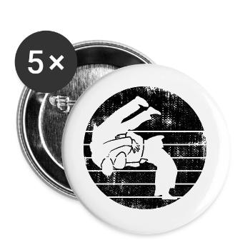 Judokämpfer - Buttons groß 56 mm (5er Pack) - Weiß - Vorne