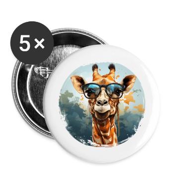 Animal hipster giraffe with sunglasses funny - Buttons large 2.2''/56 mm (5-pack) - white - Front