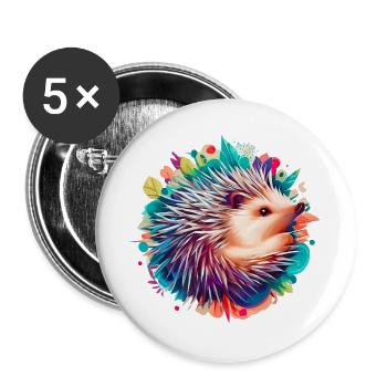 Hedgehog - Buttons large 2.2''/56 mm (5-pack) - white - Front