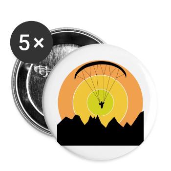 Gleitschirmflieger im Sonnenuntergang - Buttons groß 56 mm (5er Pack) - Weiß - Vorne