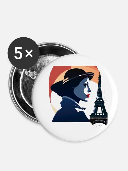 Eiffelturm - Buttons groß 56 mm (5er Pack) - Weiß