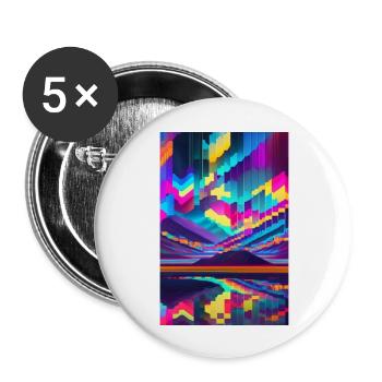 psychedelic glitch of pixels - Lot de 5 grands badges (56 mm) - blanc - Devant