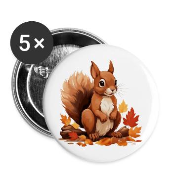 kleines Eichhörnchen - Buttons groß 56 mm (5er Pack) - Weiß - Vorne
