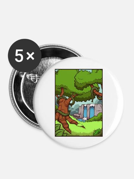 Dschungel-Hintergrund - Buttons groß 56 mm (5er Pack) - Weiß