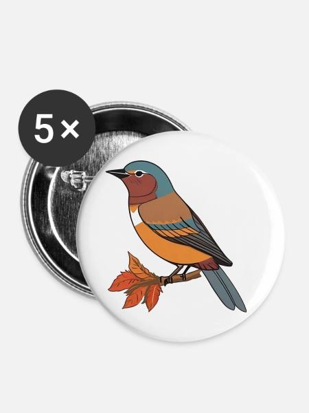 Fantasievogel - Buttons groß 56 mm (5er Pack) - Weiß